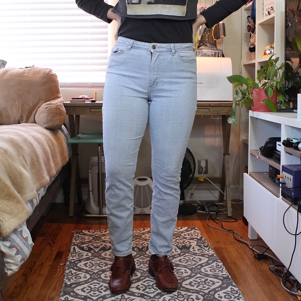 American Apparel High Waisted Jeans Light Blue